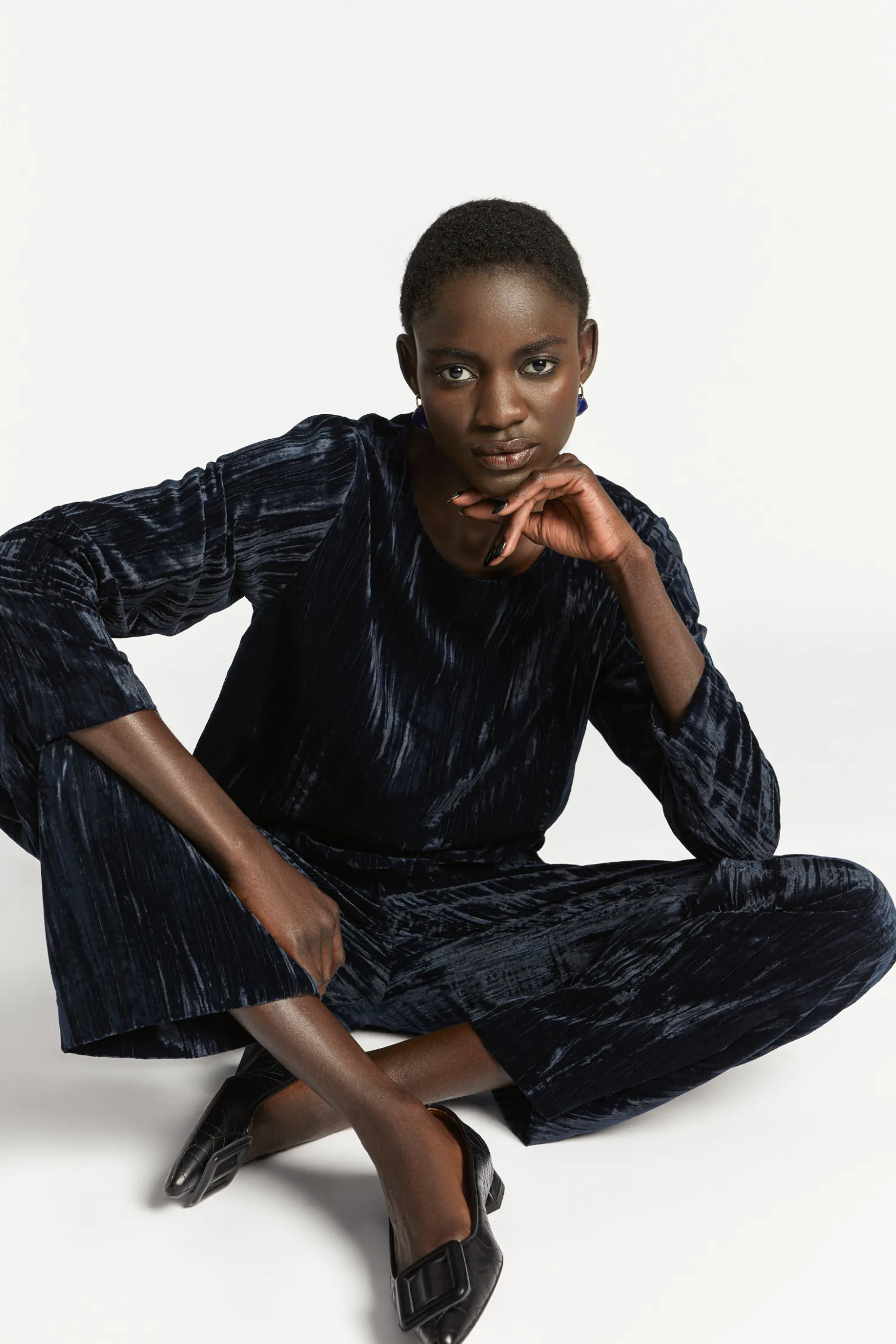 Blouse in crushed fluweel