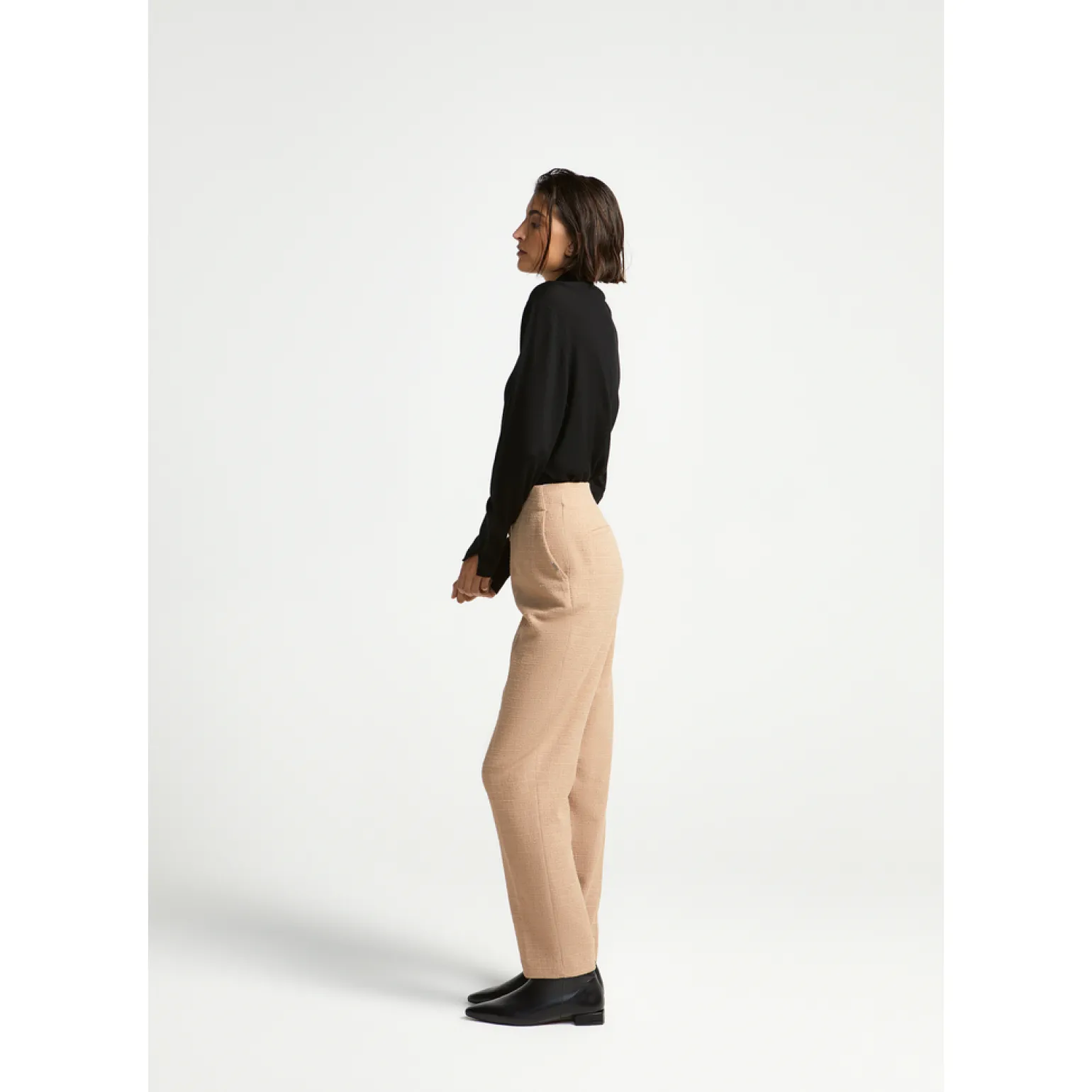 Bouclette broek met smalle pijpen