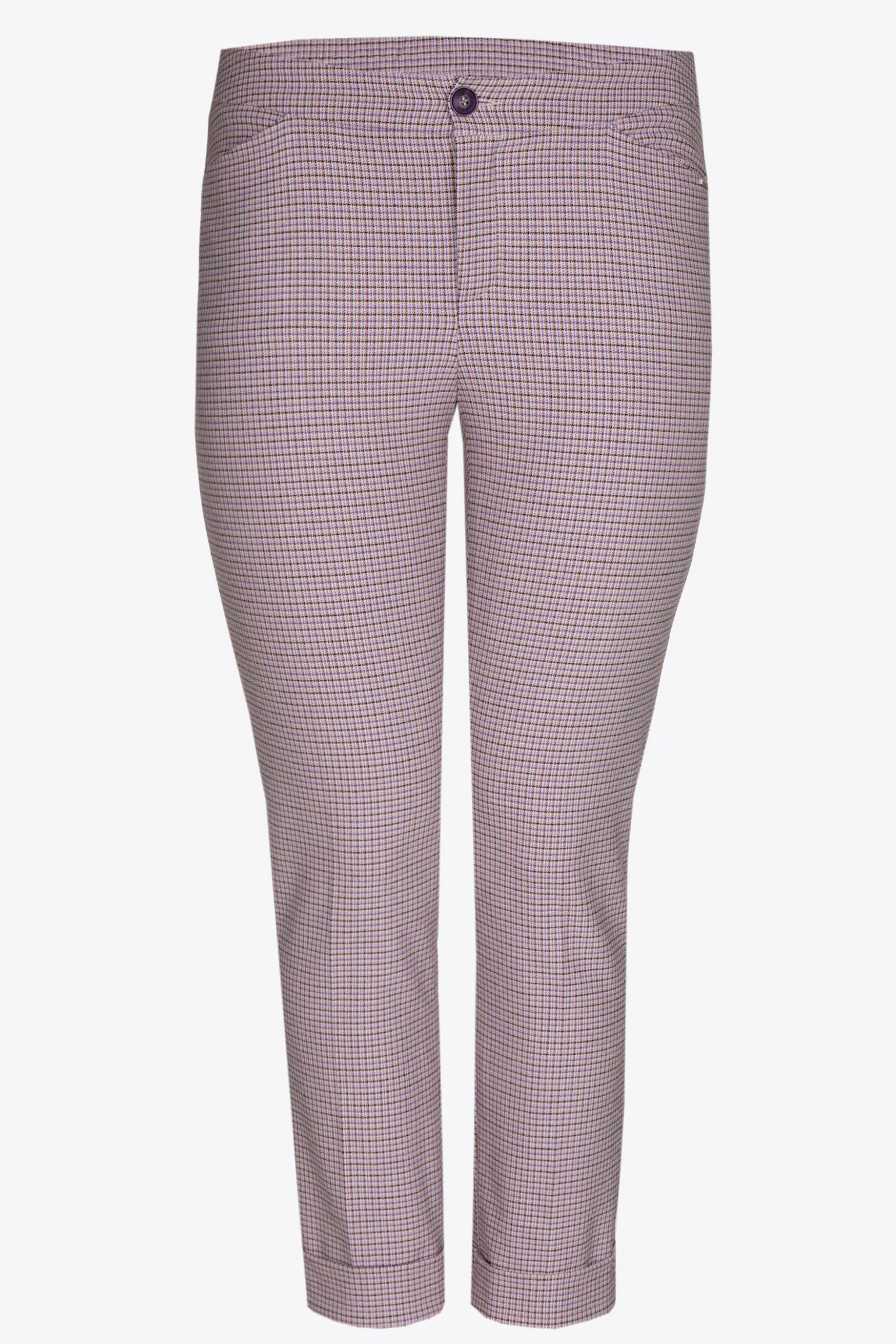 Broek met fijne ruitenprint