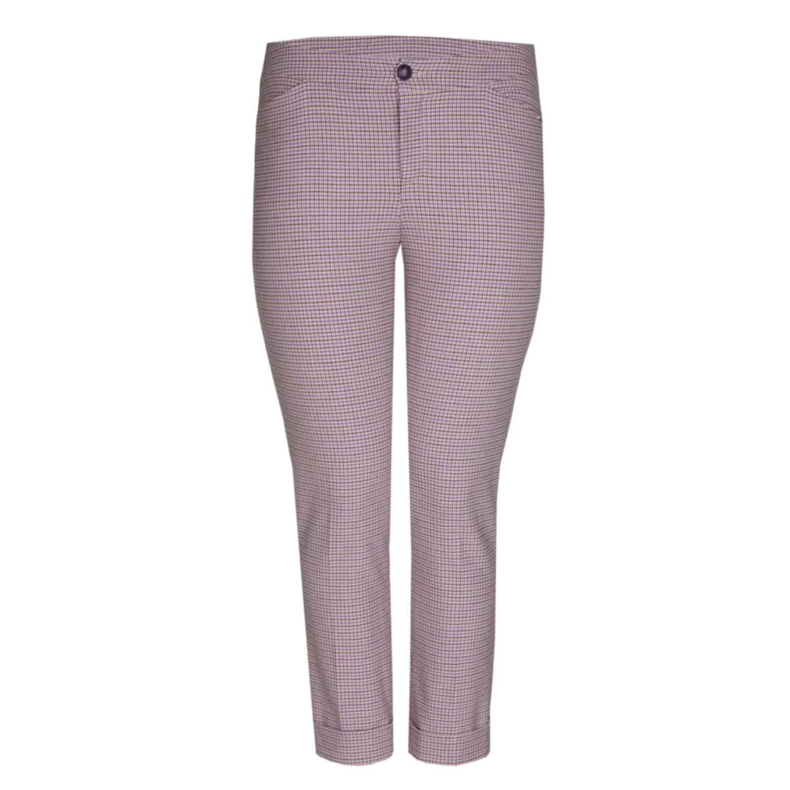 Broek met fijne ruitenprint
