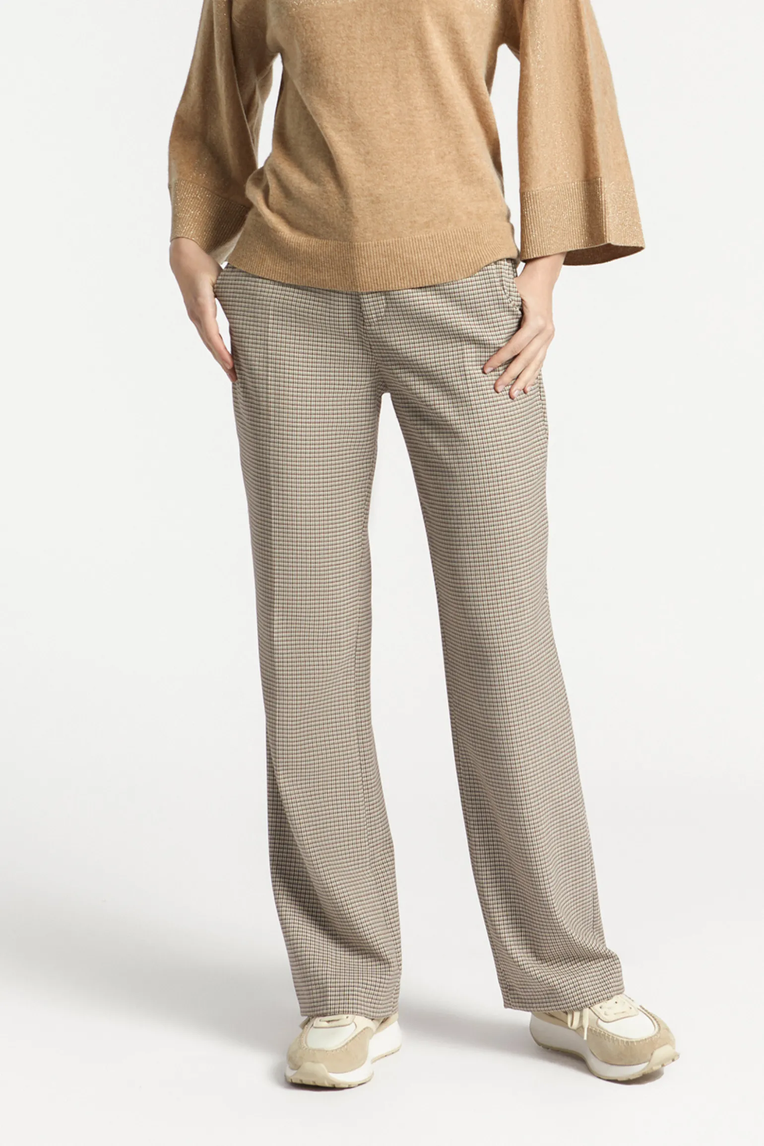 Broek met kleine ruitenprint