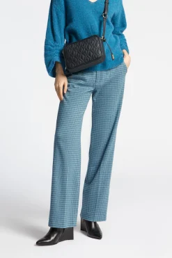 Broek met pied-de-poule print