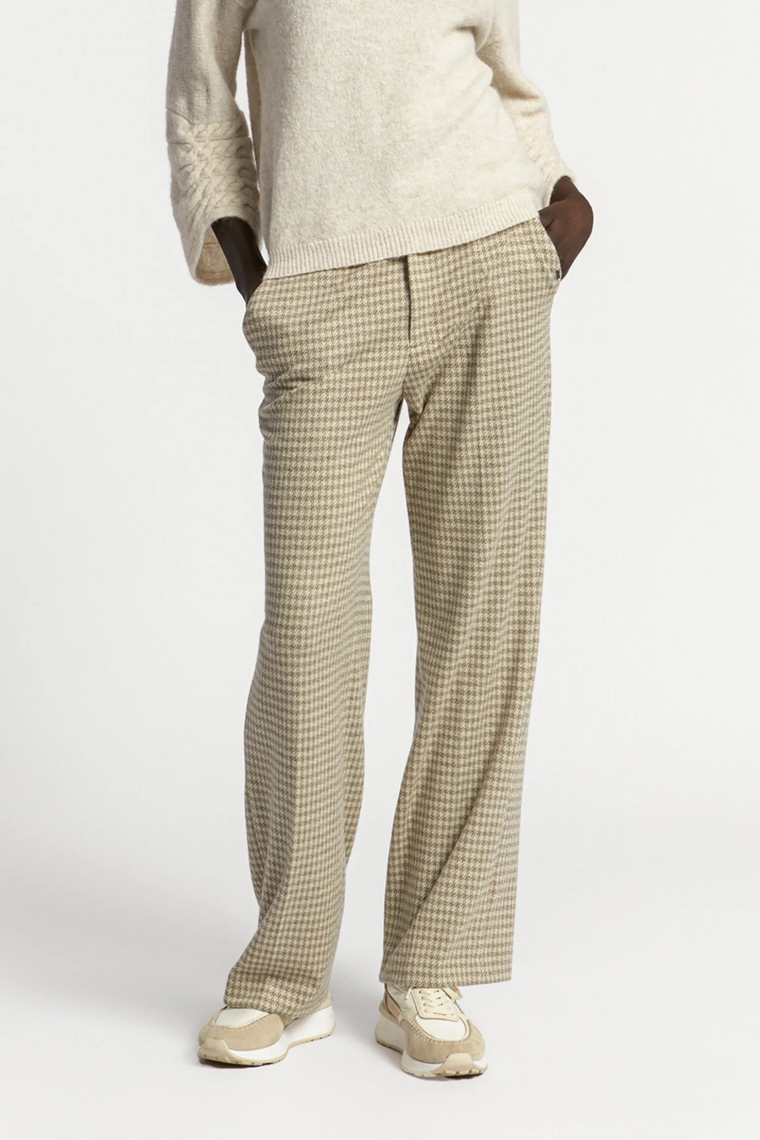 Broek met pied-de-poule print