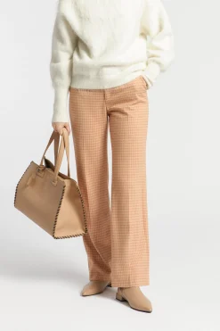 Broek met pied-de-poule print