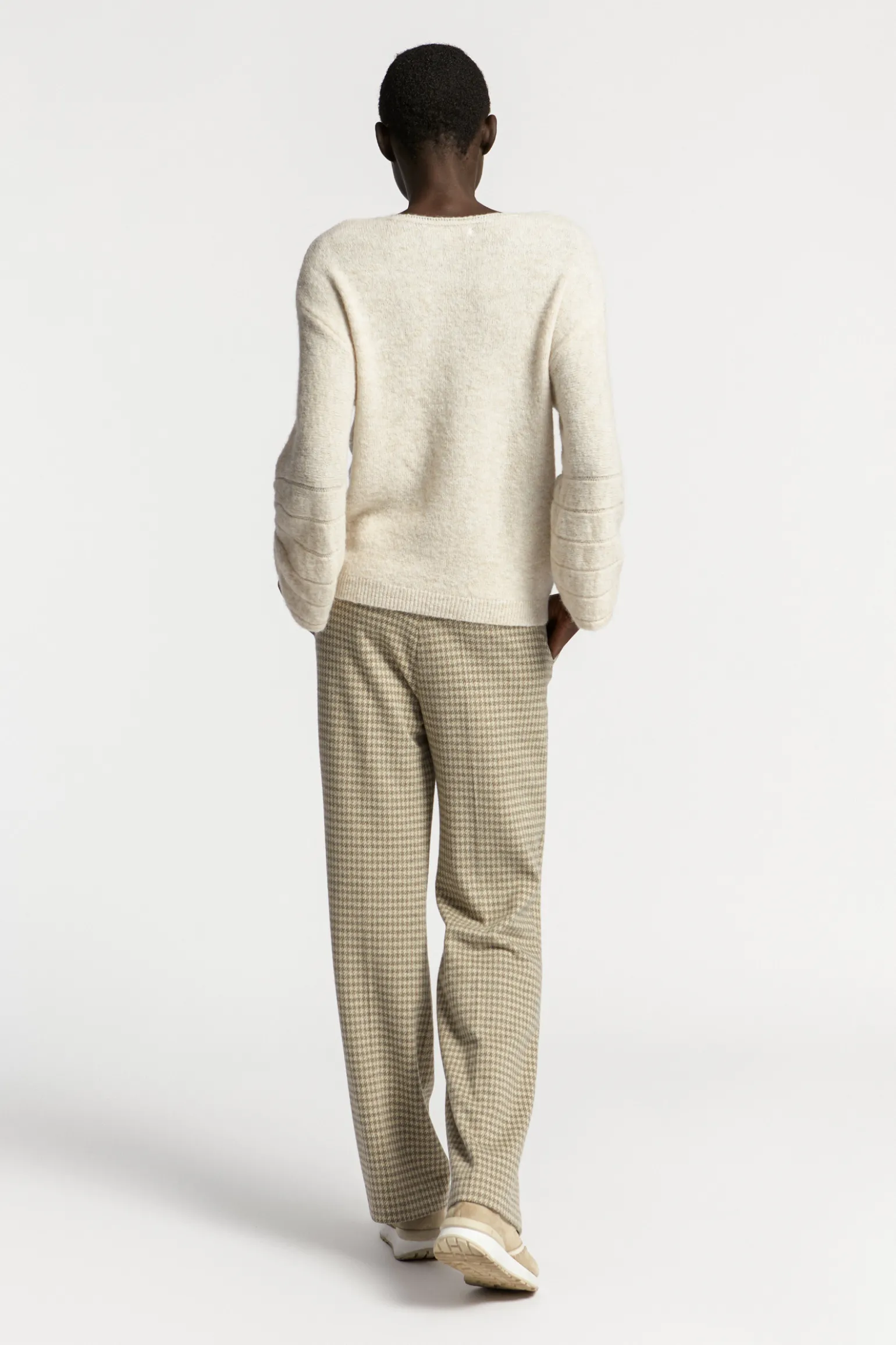 Broek met pied-de-poule print