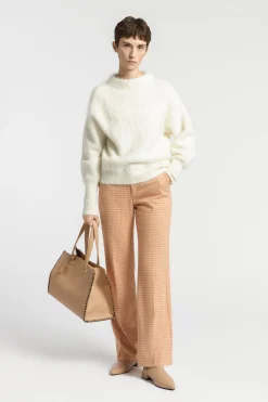 Broek met pied-de-poule print