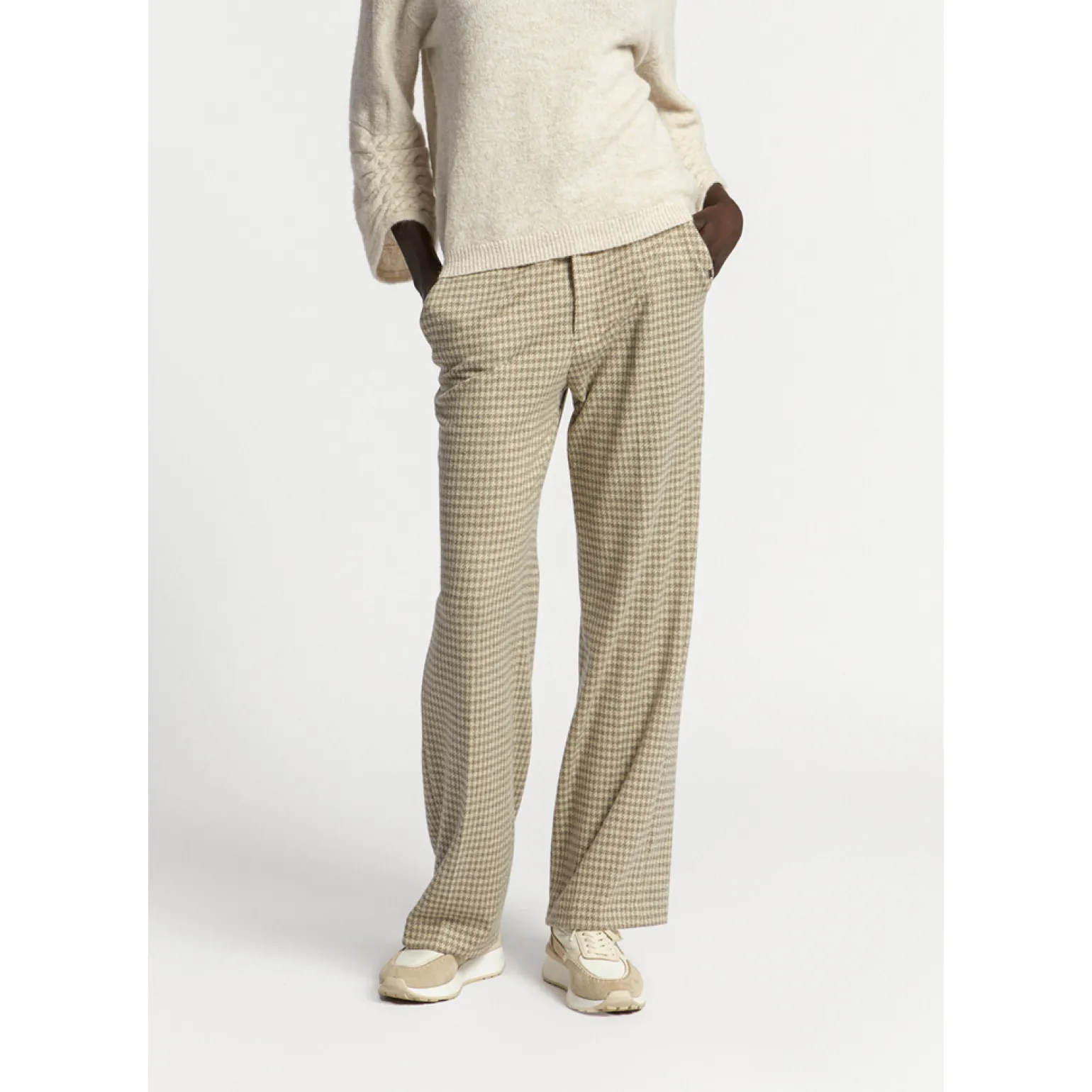 Broek met pied-de-poule print