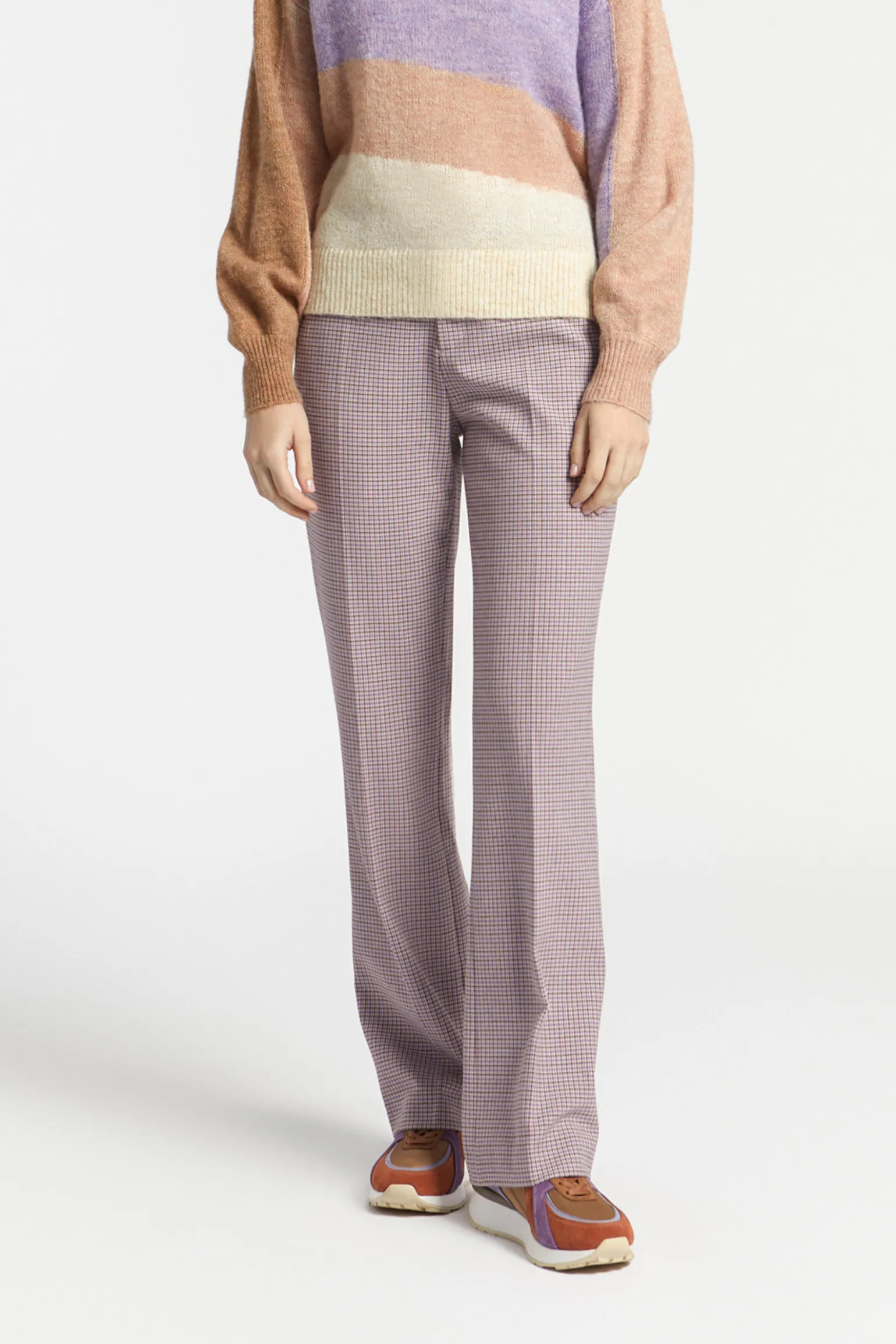 Broek met subtiele ruitenprint