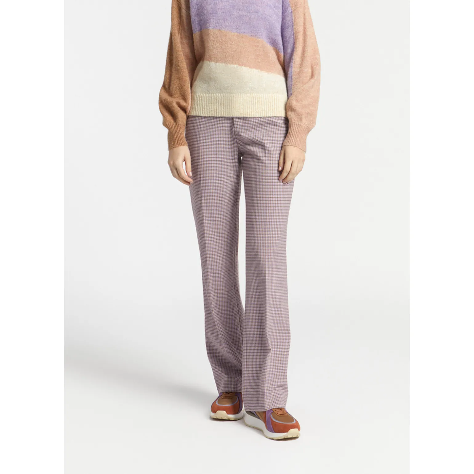 Broek met subtiele ruitenprint