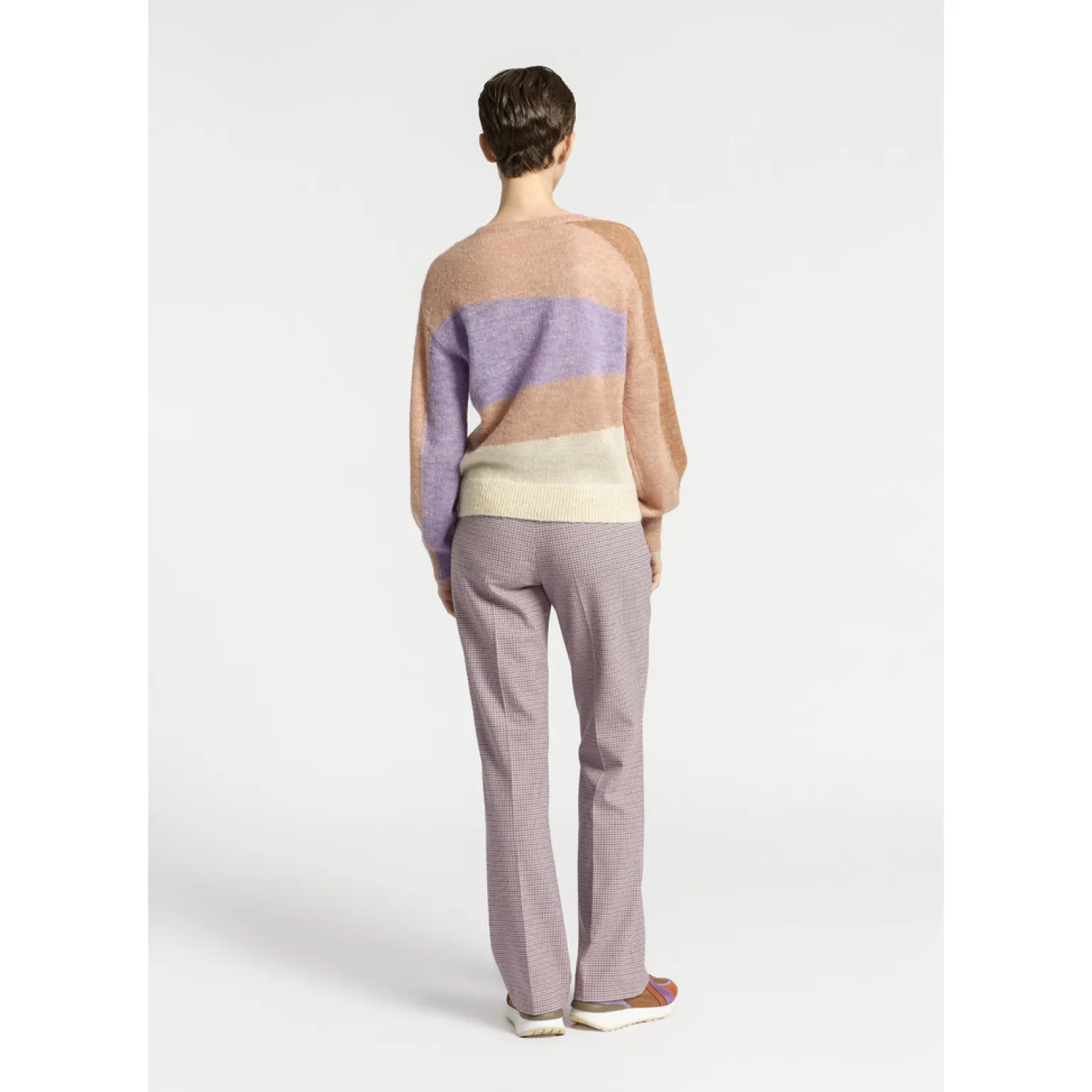 Broek met subtiele ruitenprint