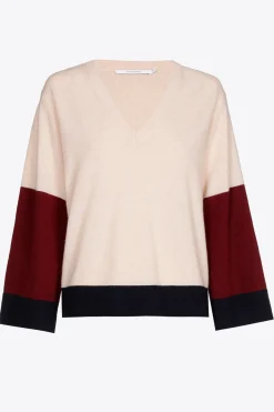 Colorblock pull met V-hals