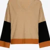 Colorblock pull met V-hals