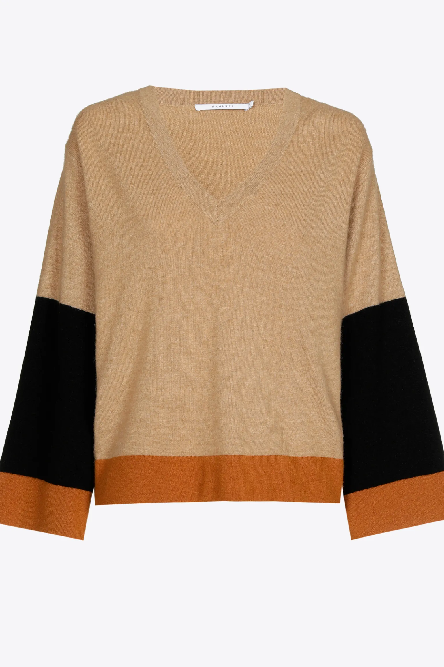 Colorblock pull met V-hals