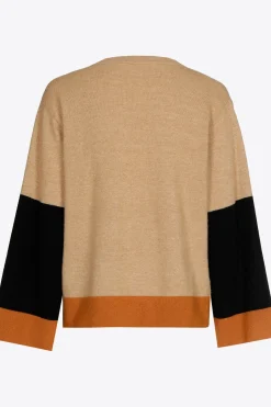 Colorblock pull met V-hals