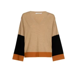 Colorblock pull met V-hals