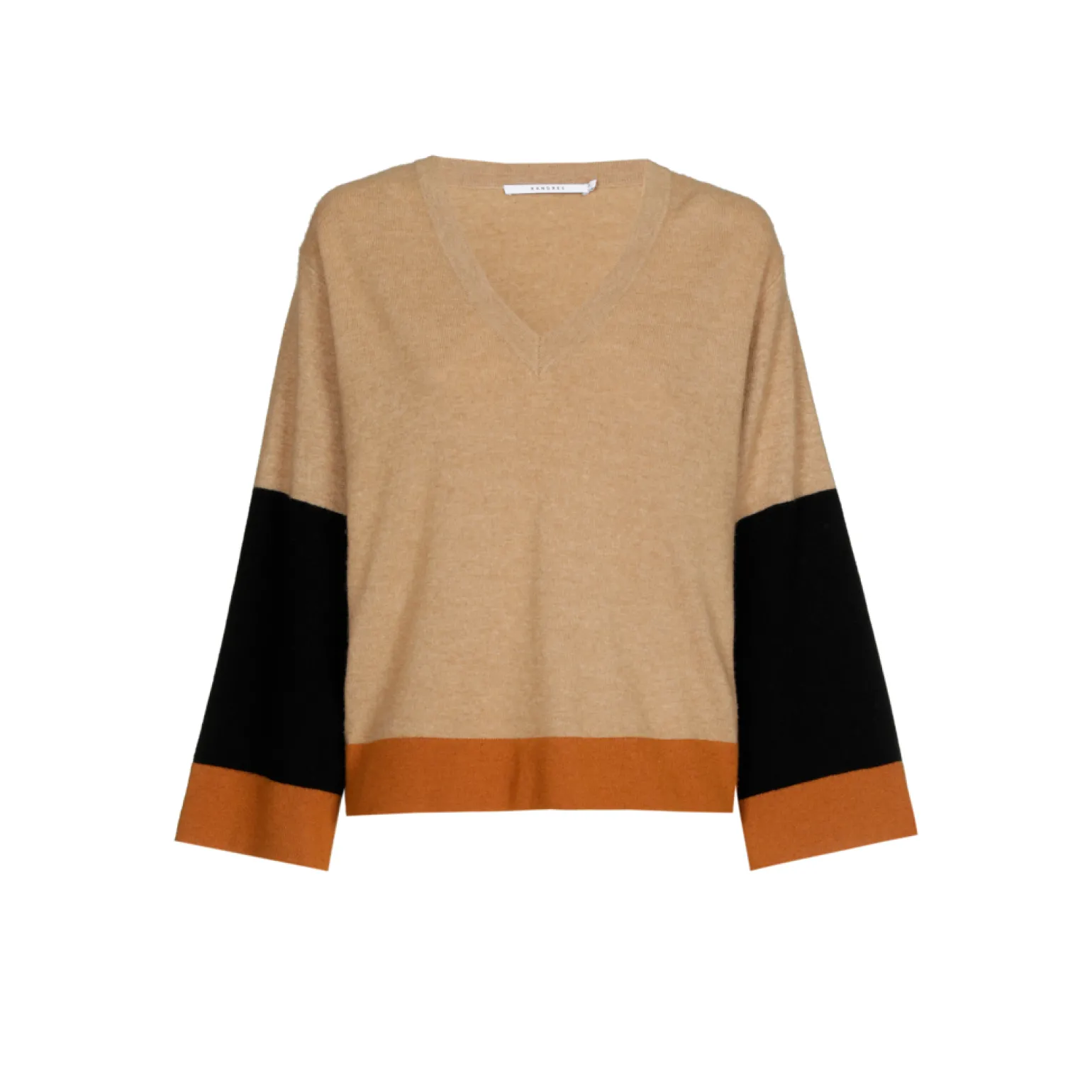 Colorblock pull met V-hals