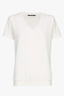Ecru T-shirt met V-hals