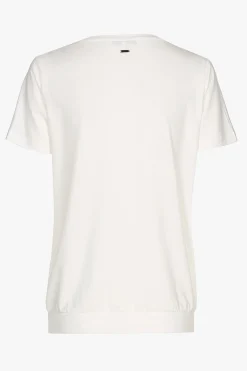 Ecru T-shirt met V-hals