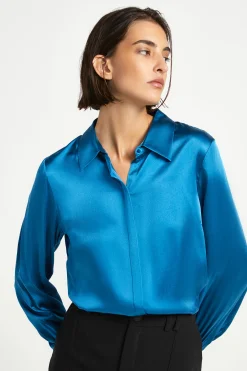 Effen blouse met zijde