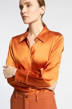 Effen blouse met zijde