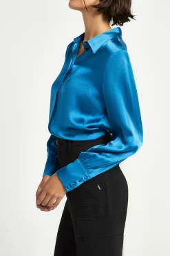 Effen blouse met zijde