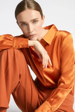 Effen blouse met zijde