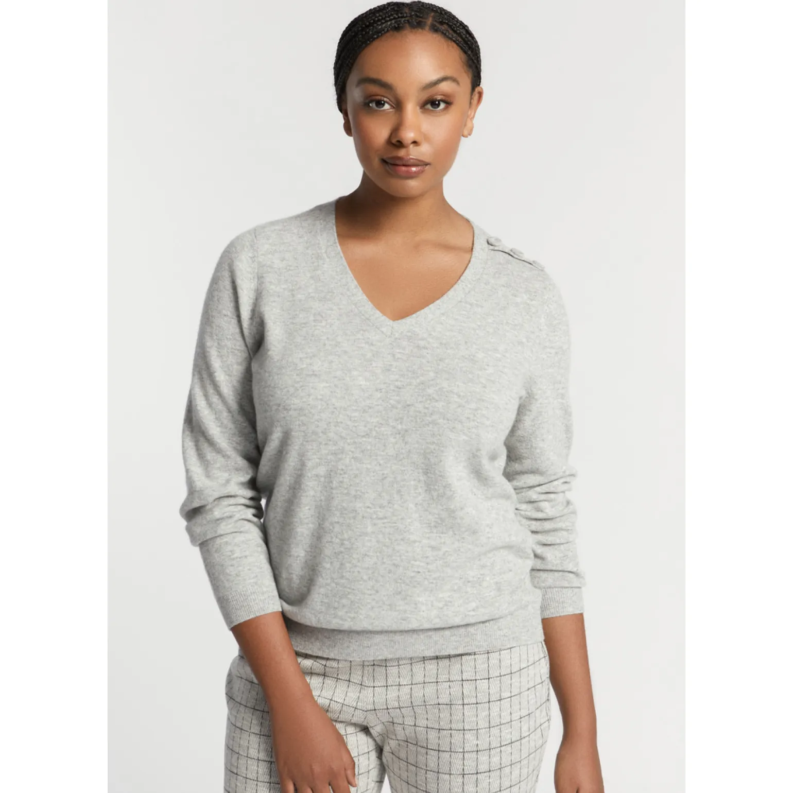 Fijngebreide pull met V-hals