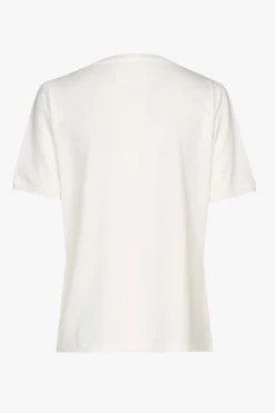 Gebroken wit T-shirt met V-hals en korte mouwen