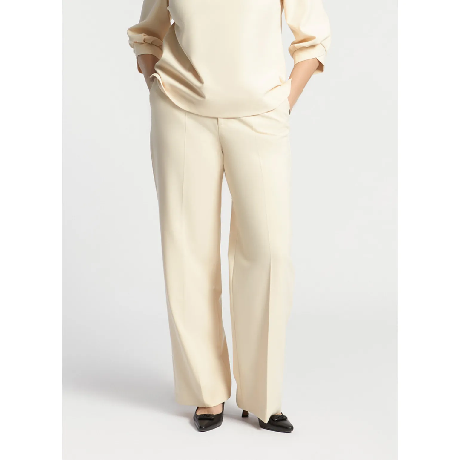 Geklede broek met wijde pijpen