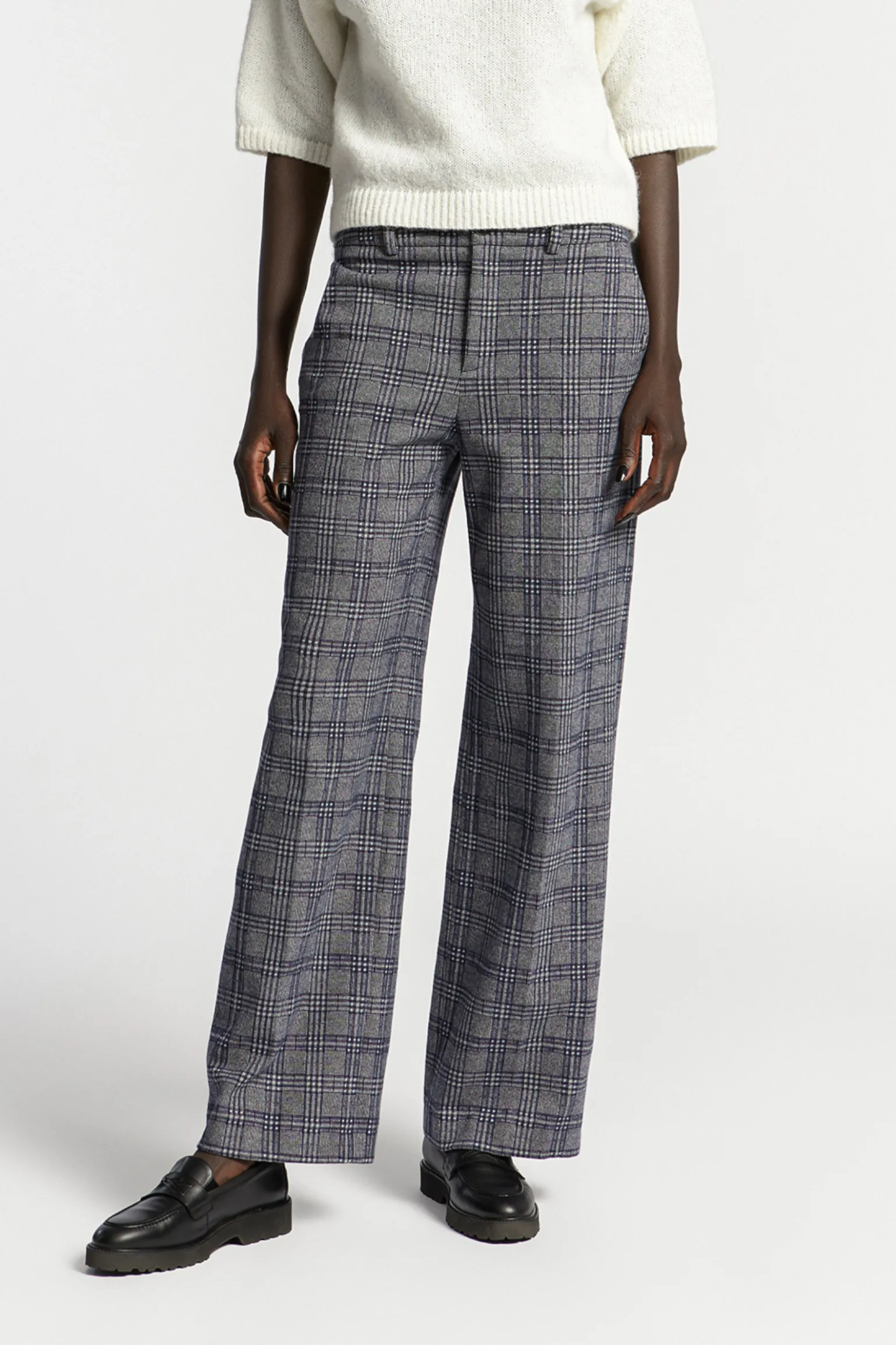 Geruite broek met wijde pijpen