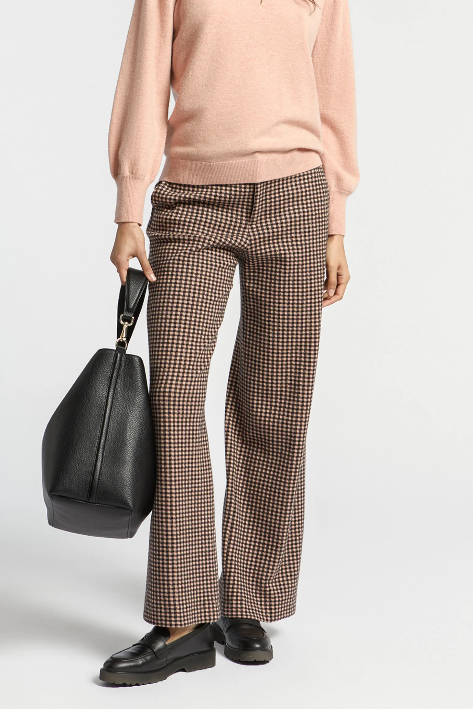 Geruite broek met wijde pijpen