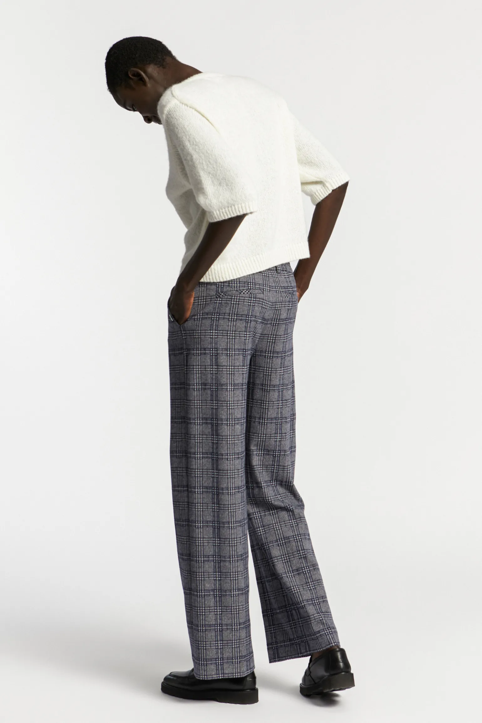 Geruite broek met wijde pijpen