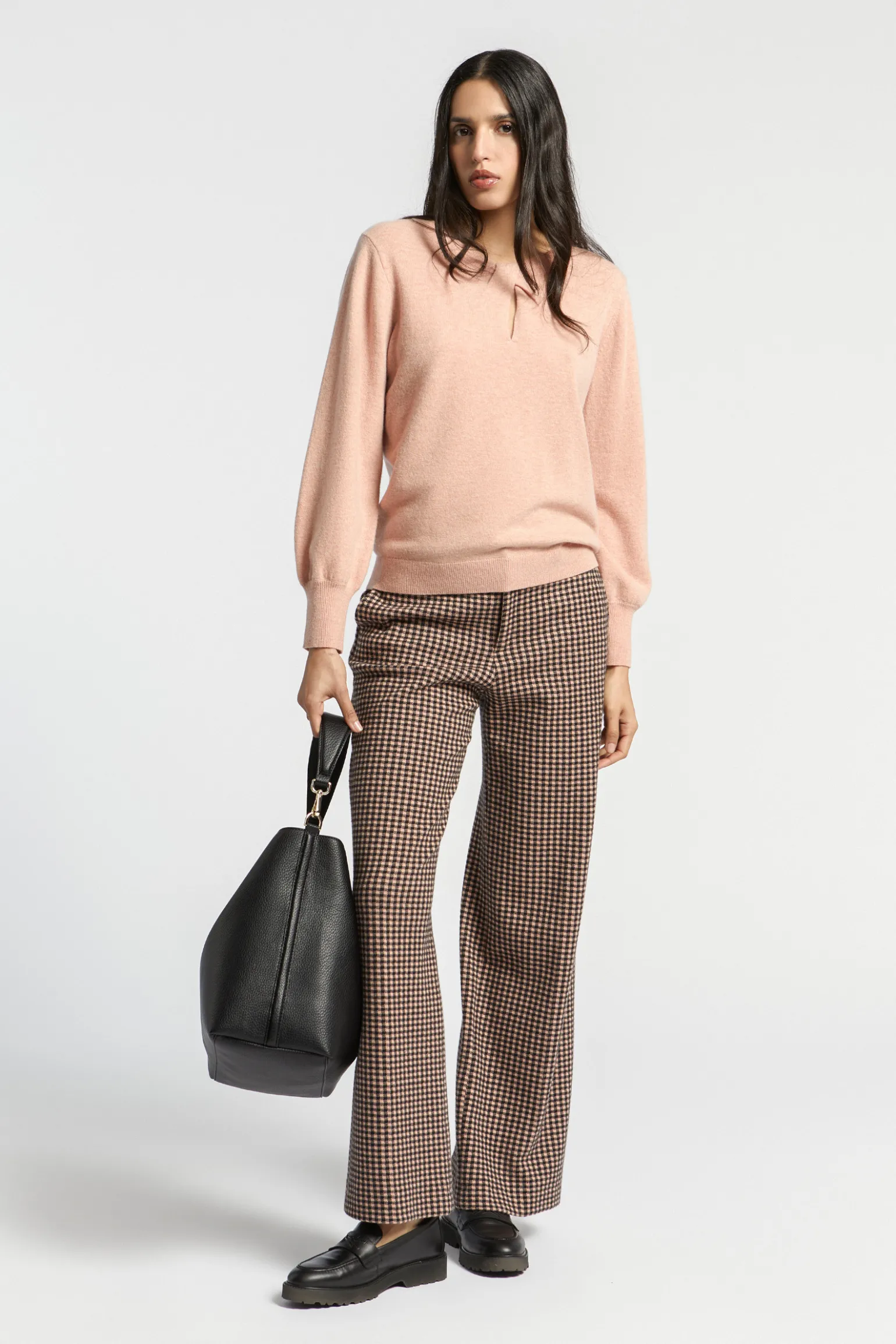 Geruite broek met wijde pijpen