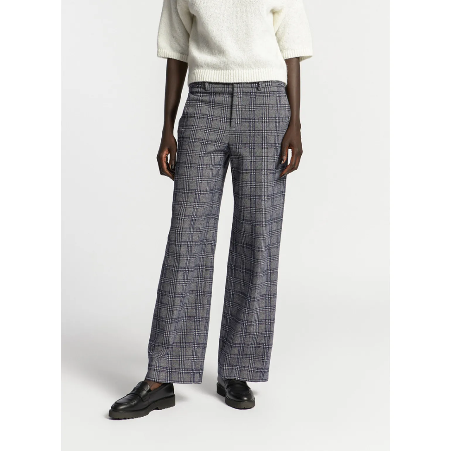 Geruite broek met wijde pijpen