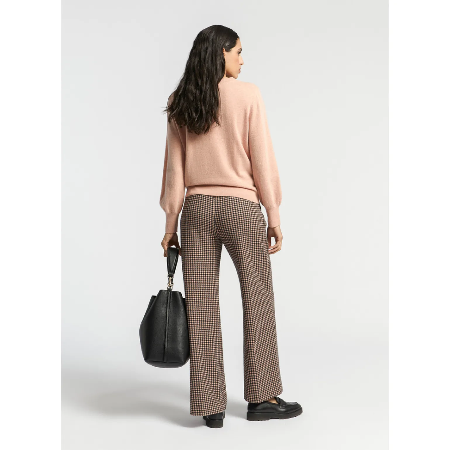 Geruite broek met wijde pijpen