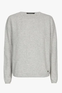 Grijze cashmere pull met ronde hals