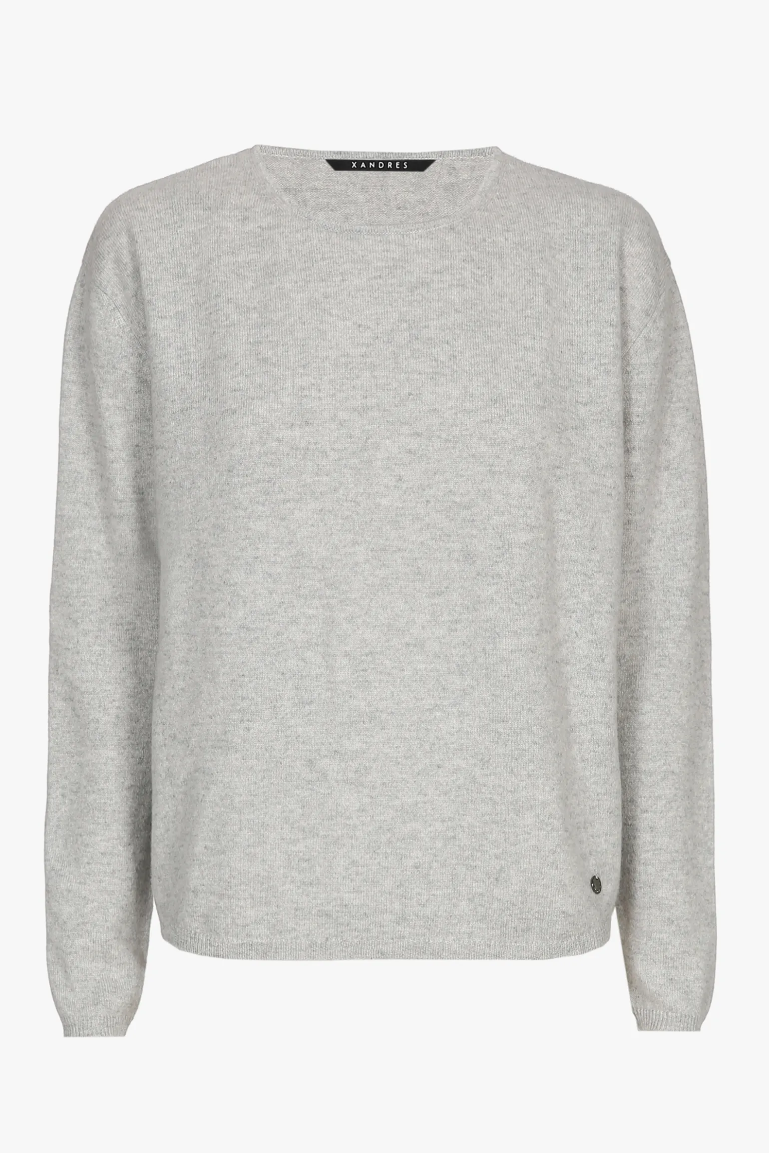 Grijze cashmere pull met ronde hals