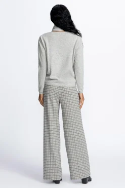 Grijze cashmere pull met ronde hals