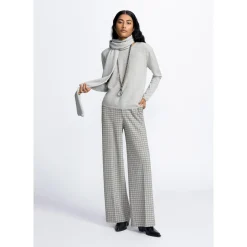 Grijze cashmere pull met ronde hals