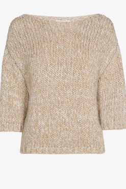 Grofgebreide pull met gouddraad