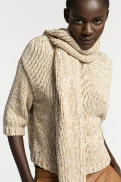 Grofgebreide pull met gouddraad