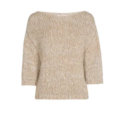 Grofgebreide pull met gouddraad