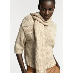 Grofgebreide pull met gouddraad
