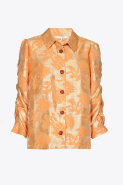 Jacquard blouse met bloemenprint
