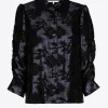 Jacquard blouse met bloemenprint