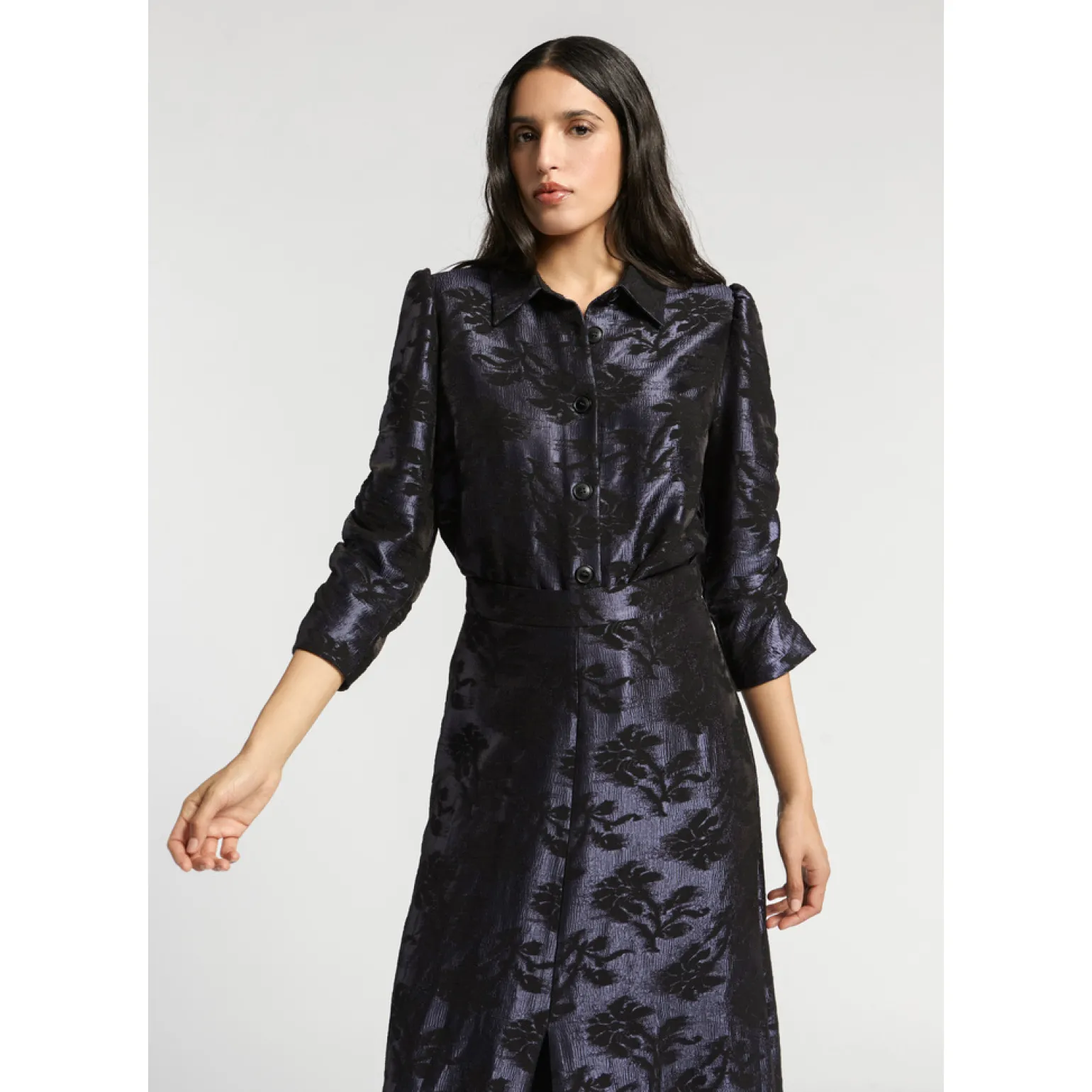 Jacquard blouse met bloemenprint