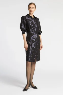 Jacquard jurk met bloemenprint
