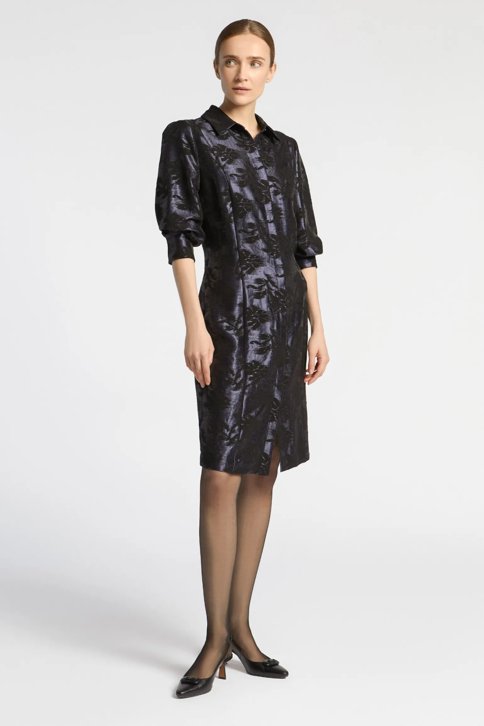 Jacquard jurk met bloemenprint
