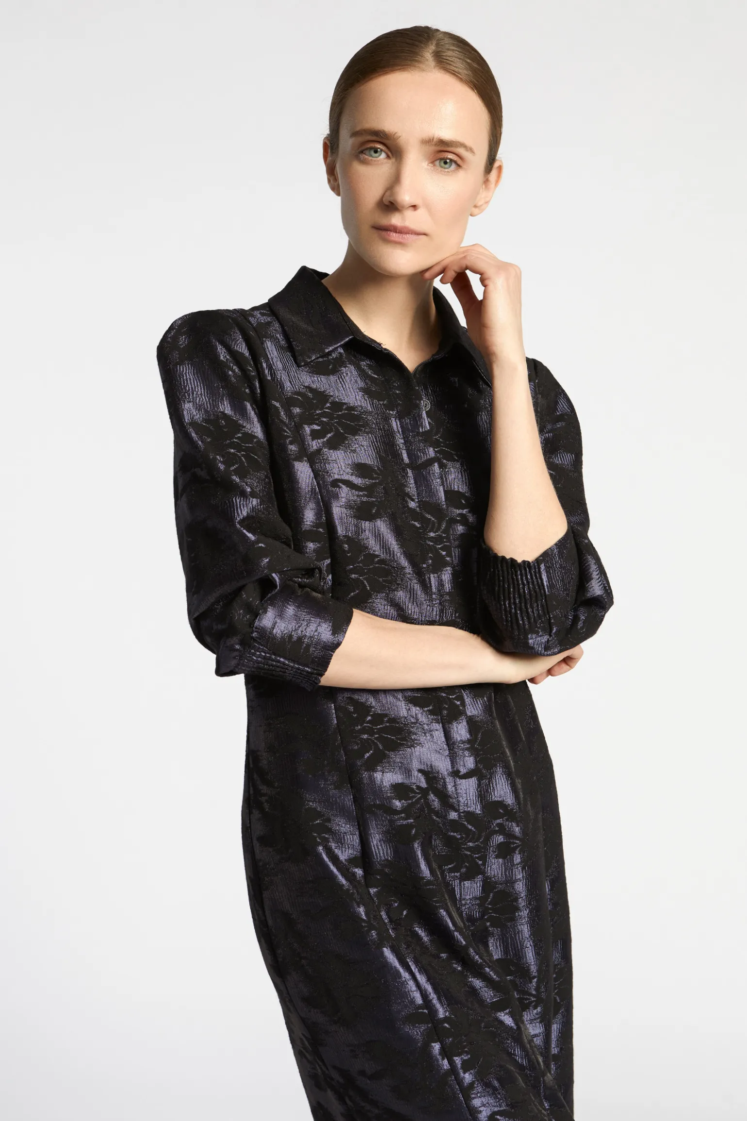 Jacquard jurk met bloemenprint