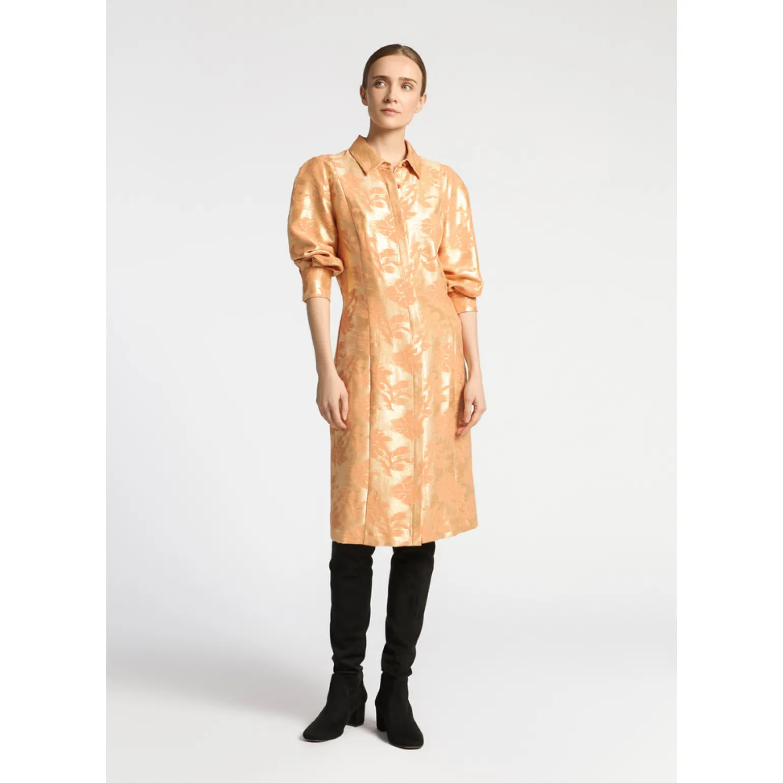 Jacquard jurk met bloemenprint